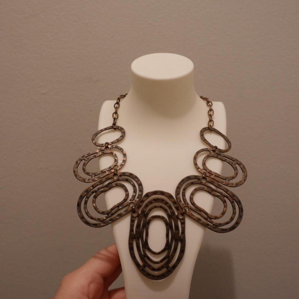 Bronze Abstract Statement Necklace